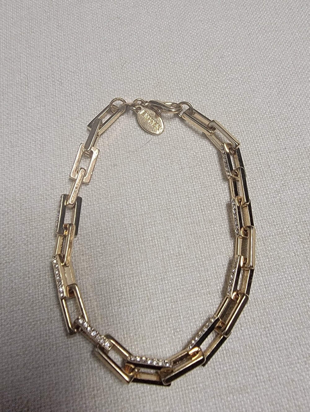 Express Gold-Tone Rectangular Link Bracelet with Pavé Accents